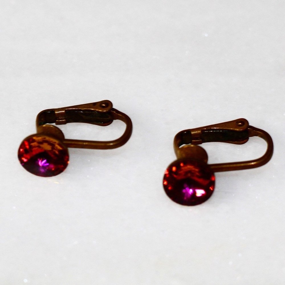 Pink Stone Clip On Earrings
